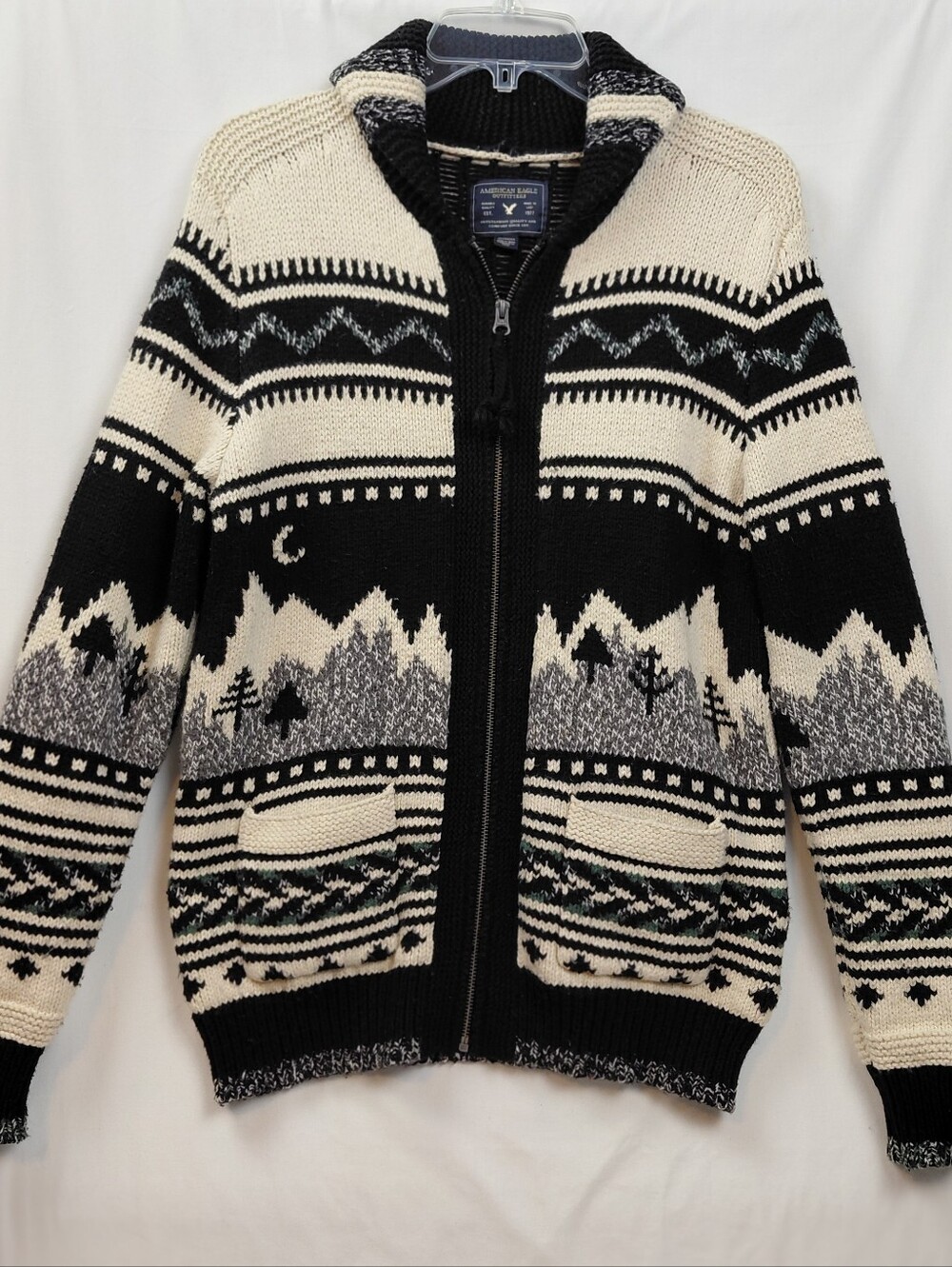 American Eagle Zip Up Heavyweight Cardigan Shawl Collar Men's Size X‎ Small